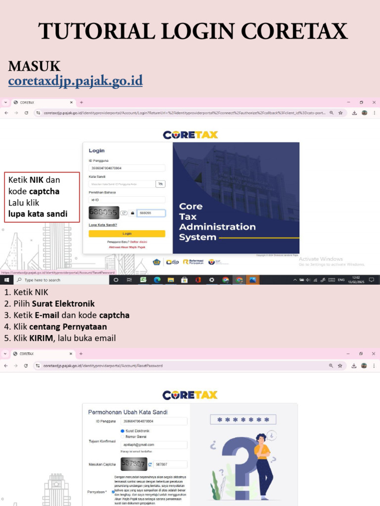 Tutorial Login Coretax | PDF