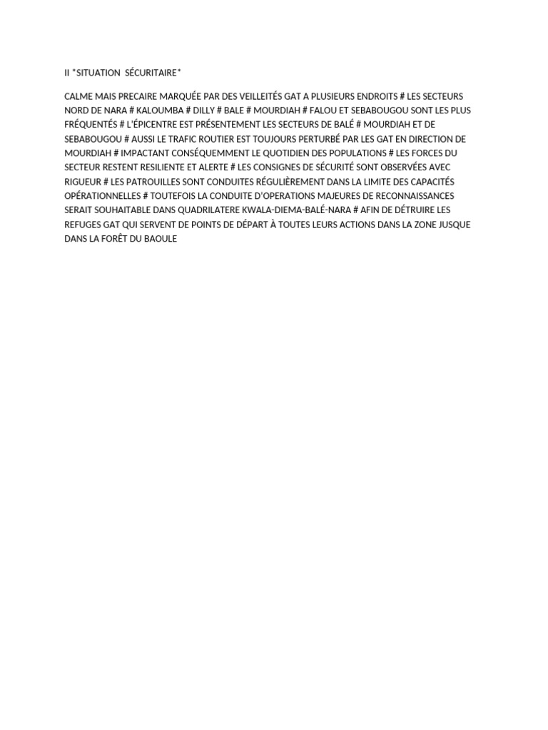 Situation sécuritaire précaire à Nara | PDF