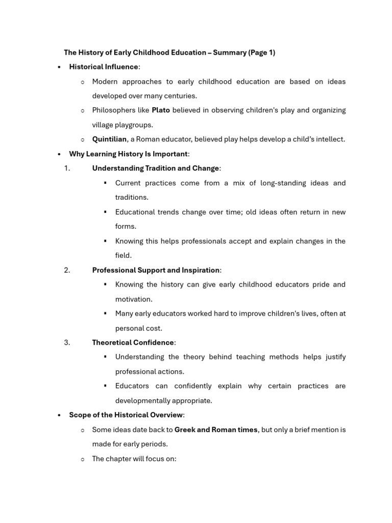 The History of Early Childhood Education | PDF | Montessori Education ...