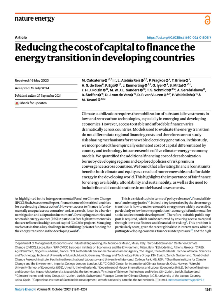 Financing Energy Transition in Developing Countries | PDF | Climate ...