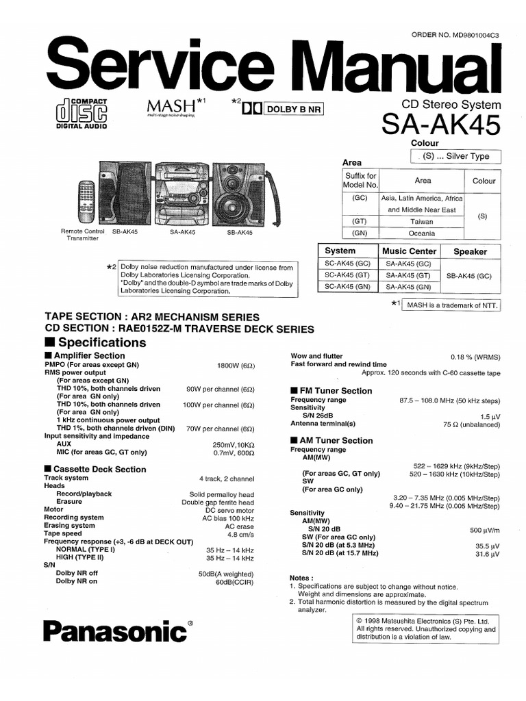Panasonic Sa Ak45 | PDF