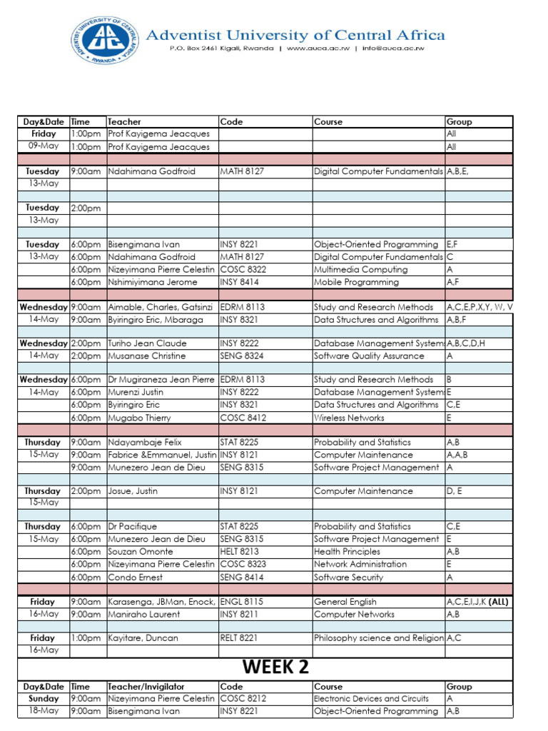 ICT Faculty Exam Timetable 2025 | PDF | Computing | Information Technology