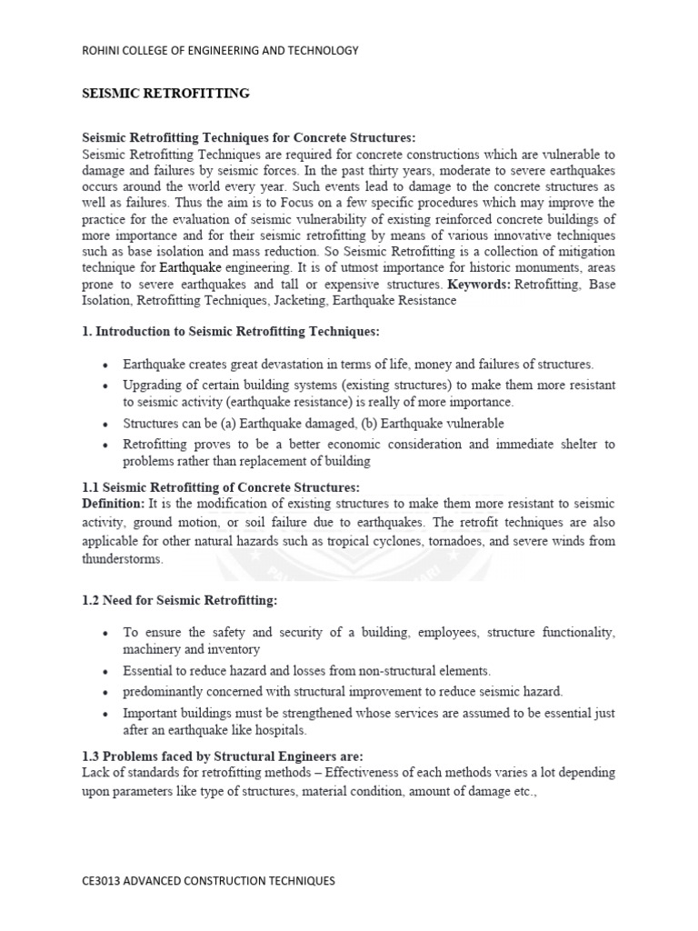 View of 4.1 SEISMIC RETROFITTING | PDF | Earthquake Engineering | Concrete
