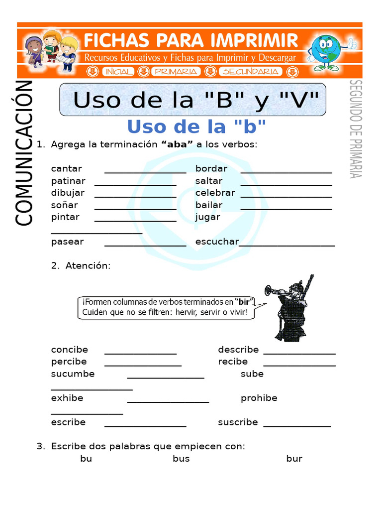 Actividades de Lengua: Uso de B y V | PDF
