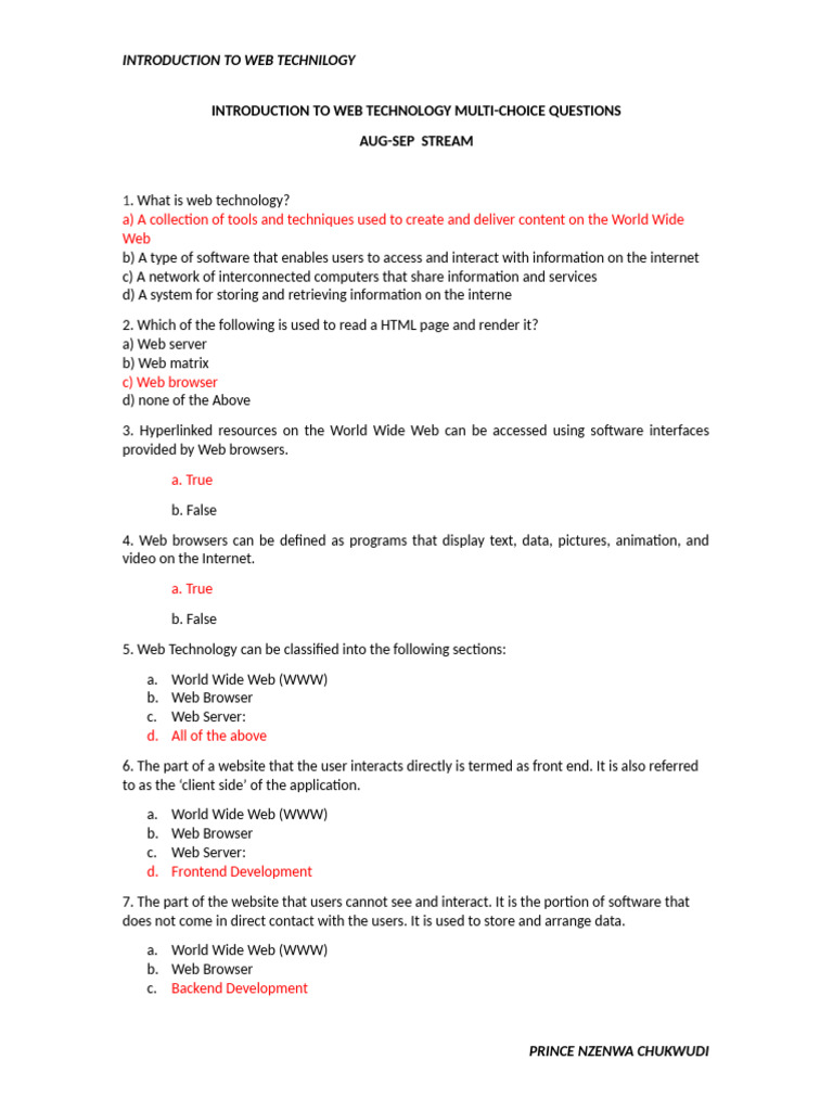 CBT On Introduction To Web Technology | PDF | World Wide Web | Internet ...