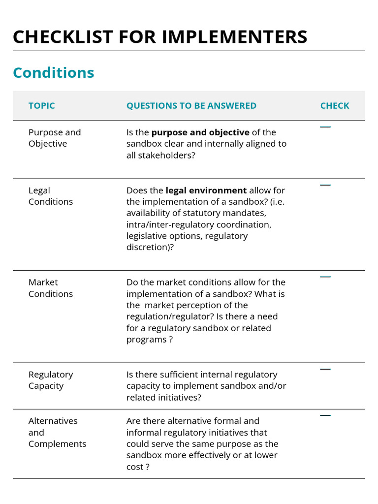 Checklist For Implementers | PDF | Governance