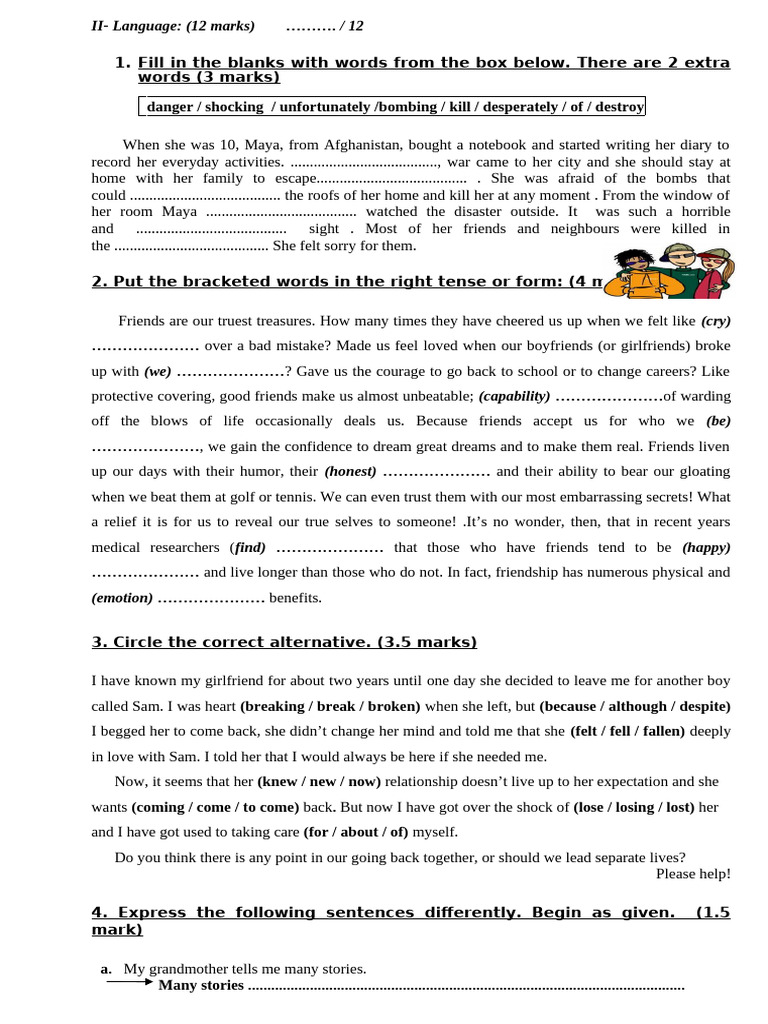 Language Exercise: Fill in the Blanks | PDF
