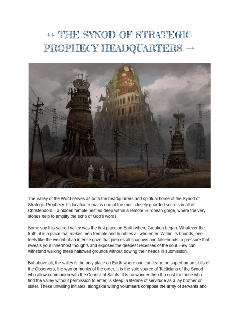Secrets of the Synod of Strategic Prophecy | PDF