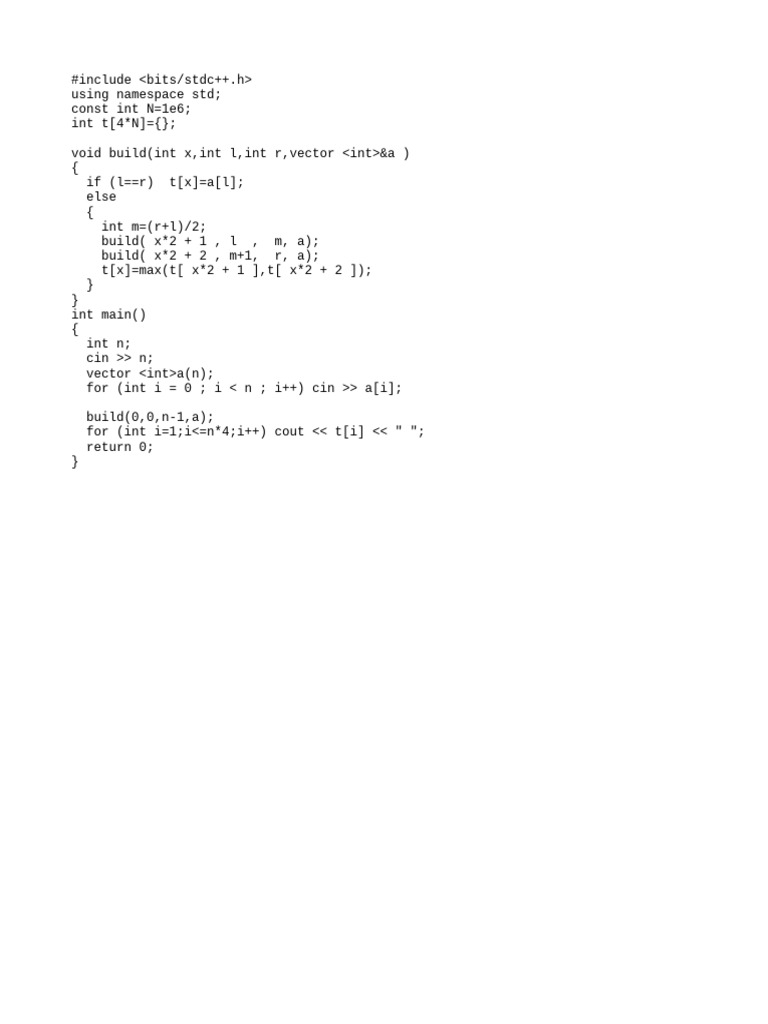 Segment Tree Construction in C++ | PDF