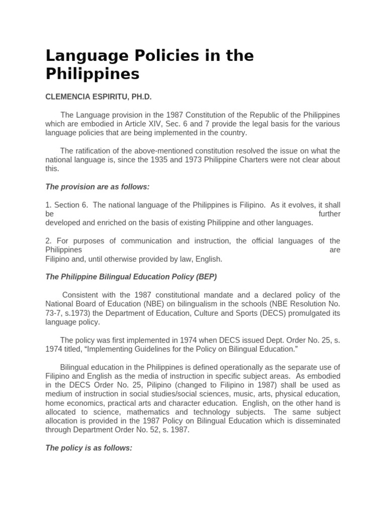 Language Policy Ideologies in the Philippines | PDF | Multilingualism ...