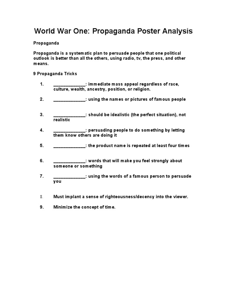 WWI Propaganda Poster Guide | PDF