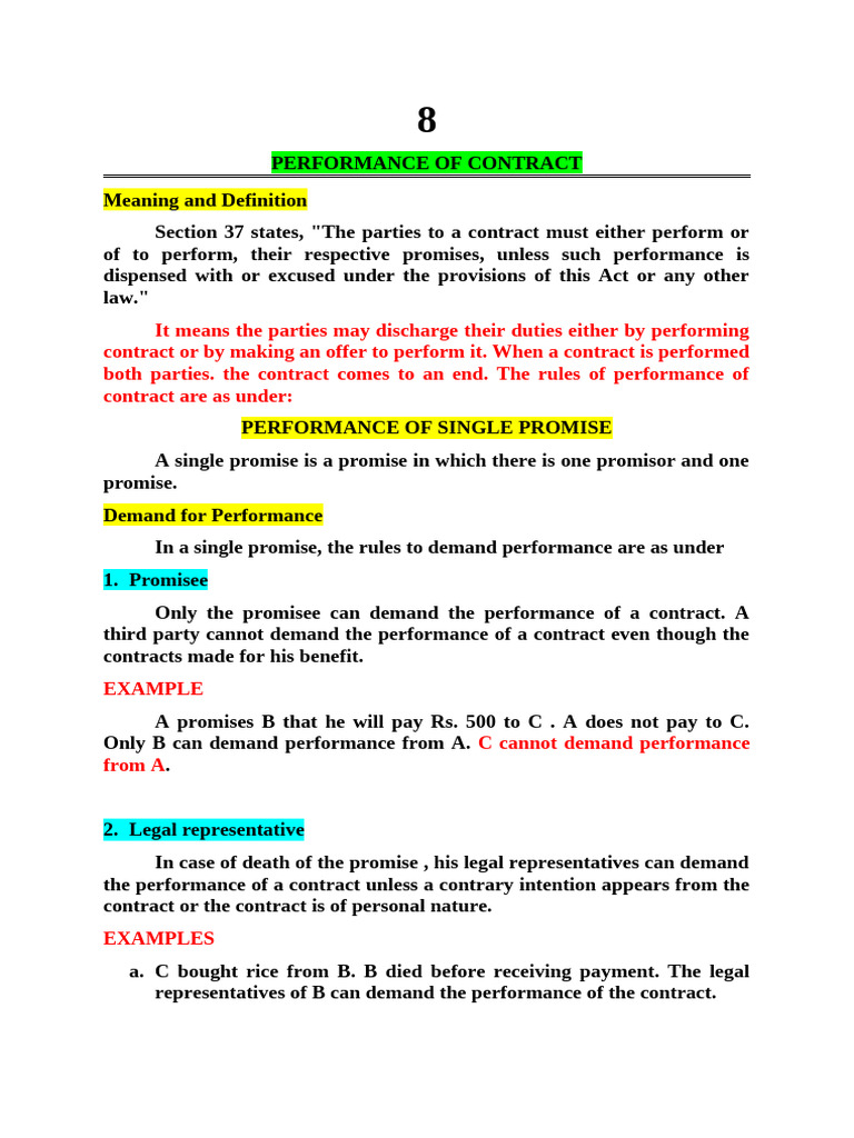 Understanding Contract Performance Rules | PDF | Appropriation (Law ...
