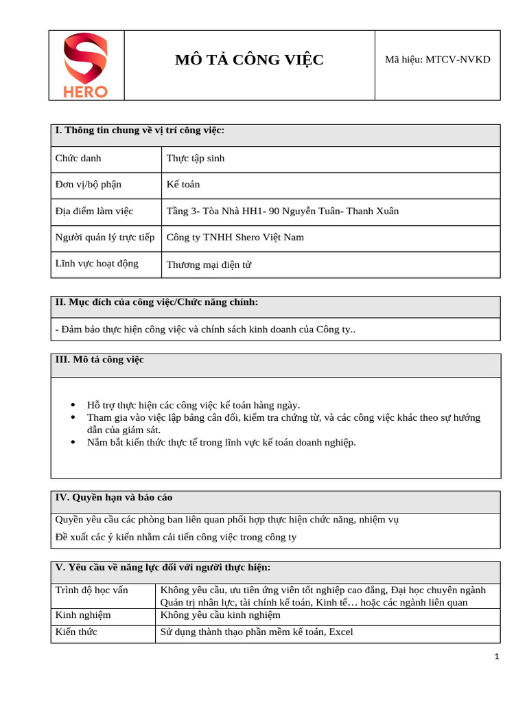 Shero Jd Tts Kế Toán | PDF