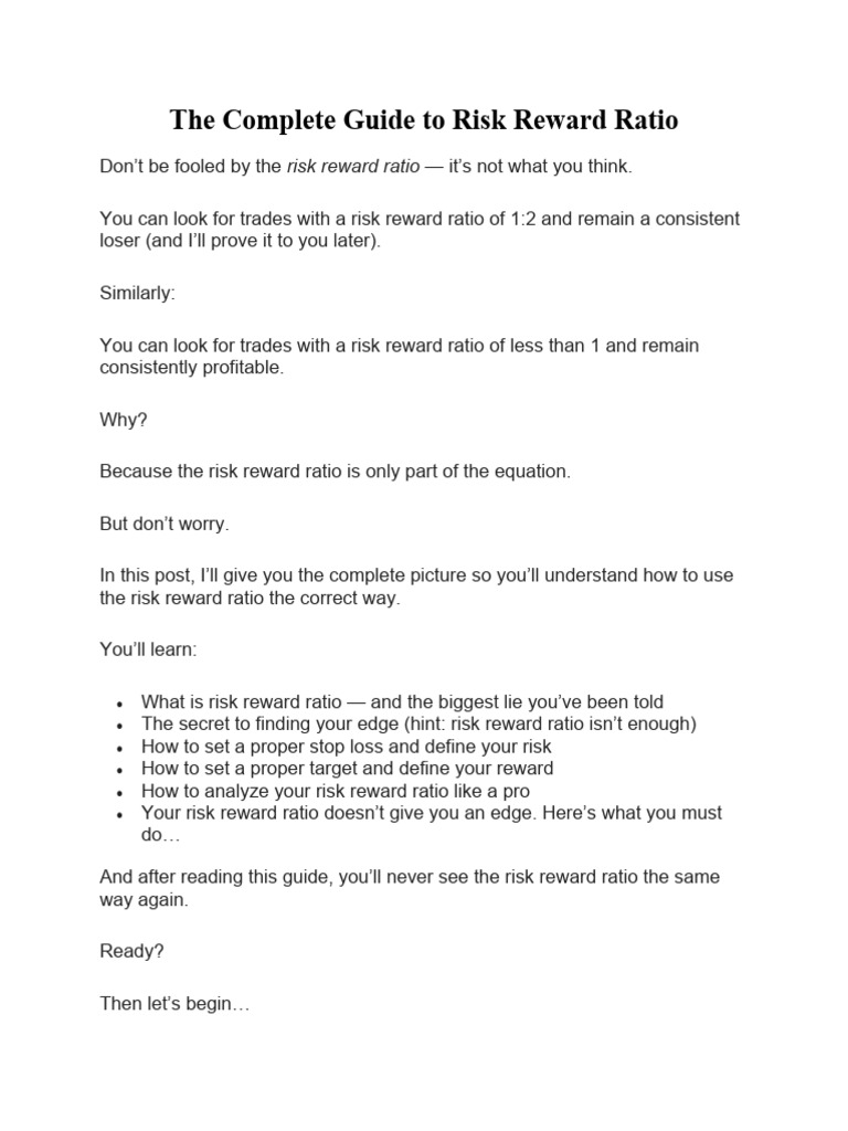 The Complete Guide to Risk Reward Ratio | PDF | Risk