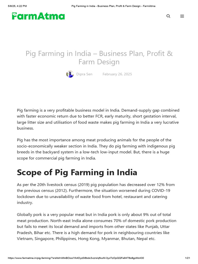 Pig Farming Business Plan in India | PDF | Pig | Animal Feed