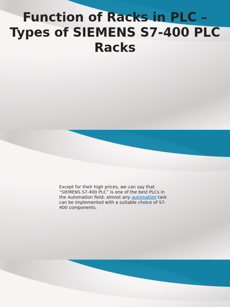 Functions of PLC Racks | PDF | Programmable Logic Controller ...