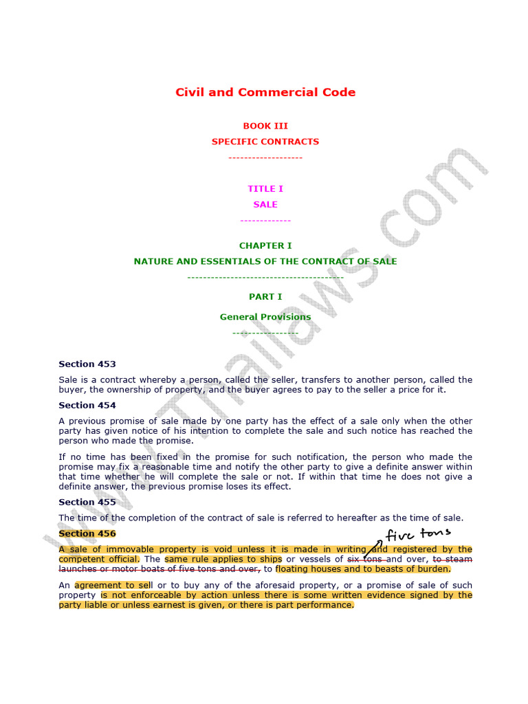 Thai Civil and Commercial Code Book III-832620-17435671774672 | PDF ...