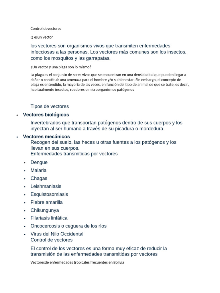 Control Devectores | PDF | Patógeno | Plaga (organismo)