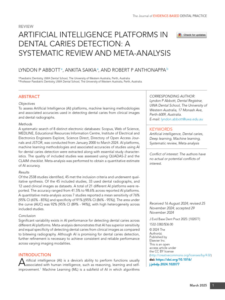 AI in Dental Caries Detection Review | PDF | Artificial Intelligence ...