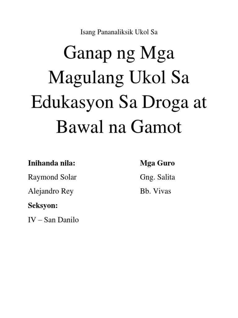 Essay ang epekto ng bawal na gamot picture