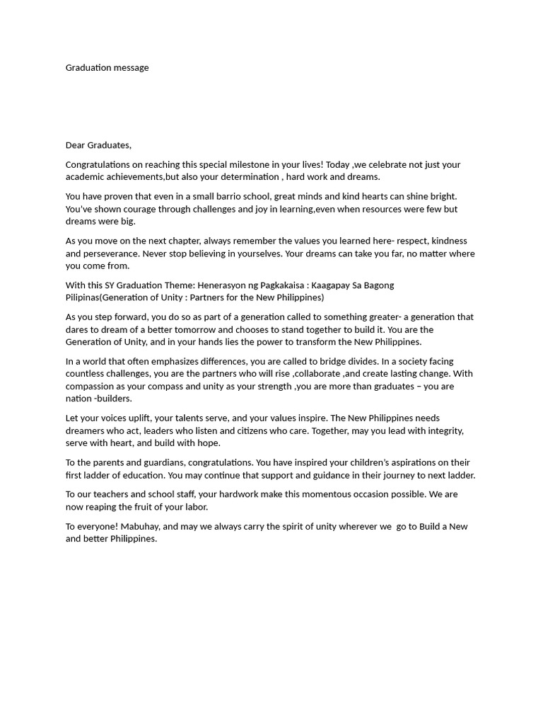 Graduation Message | PDF