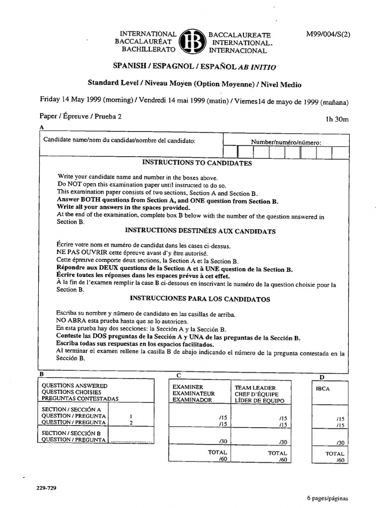 Spanish Ab Initio Paper 2 SL | PDF