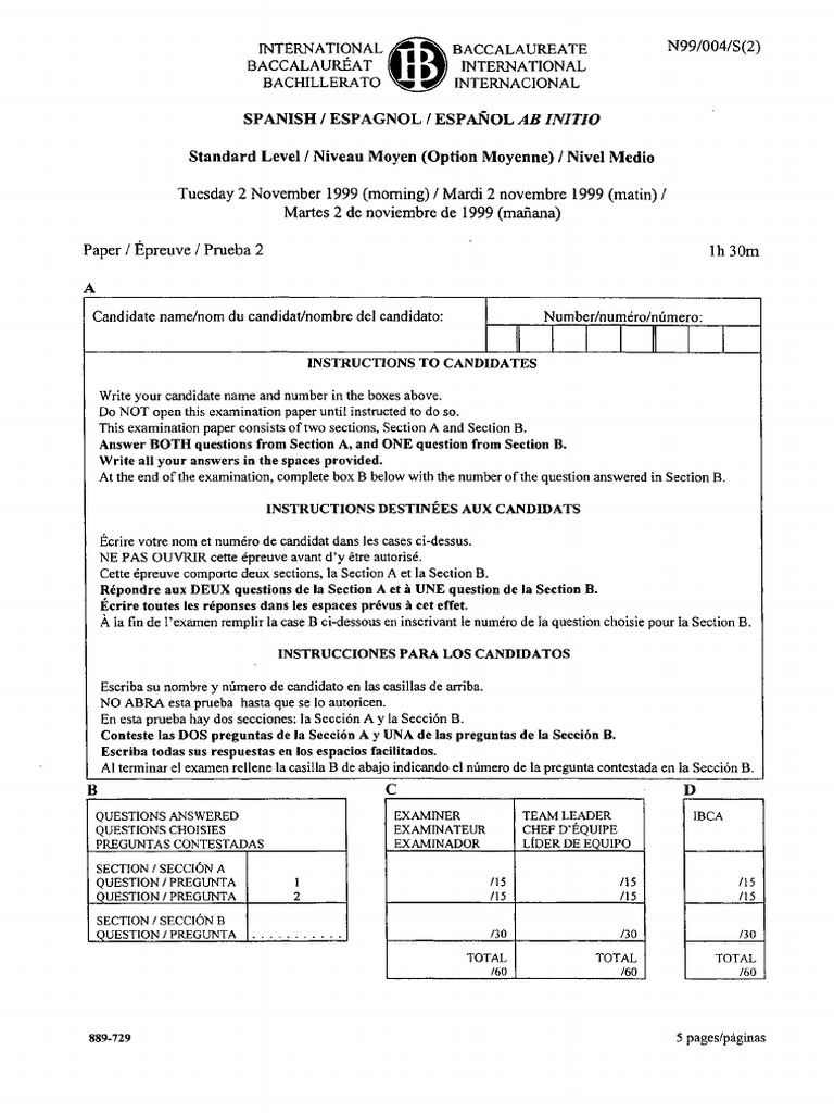 Spanish Ab Initio Paper 2 SL | PDF