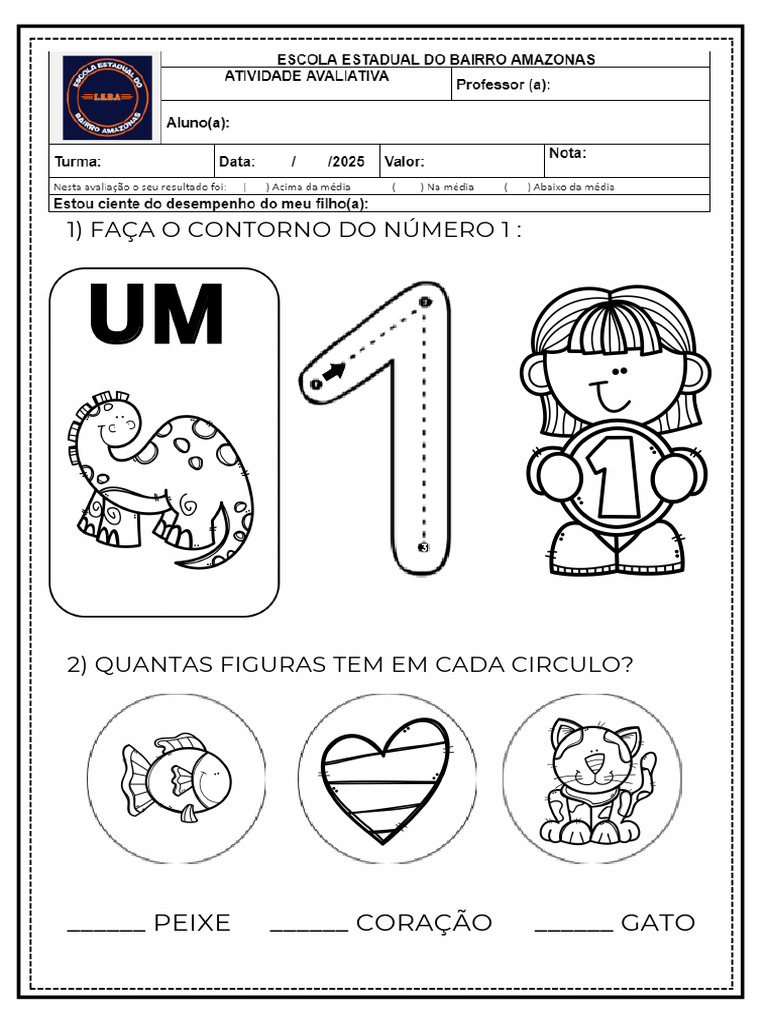 Atividade de Contorno do Número 1 | PDF