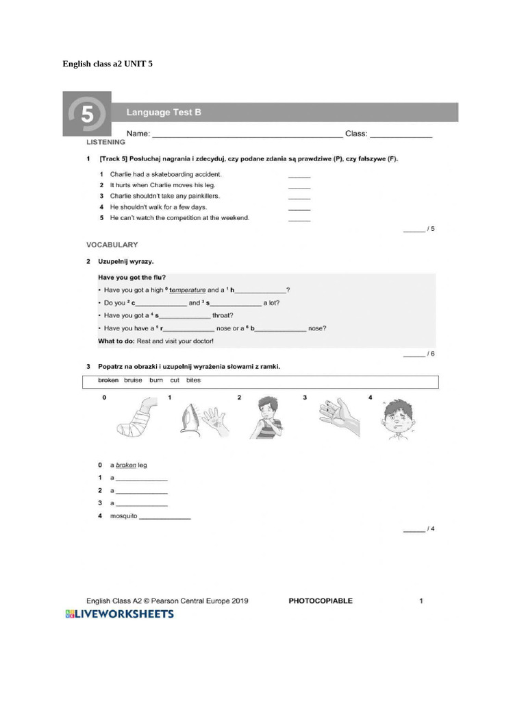 Test Unit 5 English Class Pdf