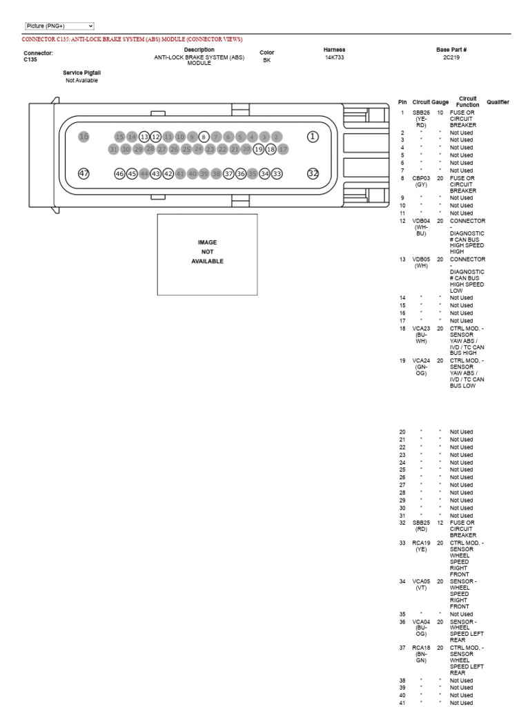 ABS Module Connector C135 Details | PDF | Anti Lock Braking System ...