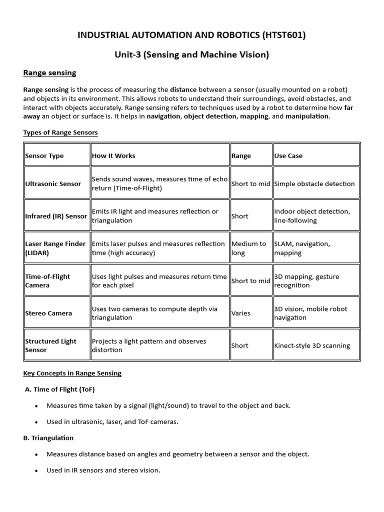 Range and Proximity Sensing in Robotics | PDF | Computer Vision ...