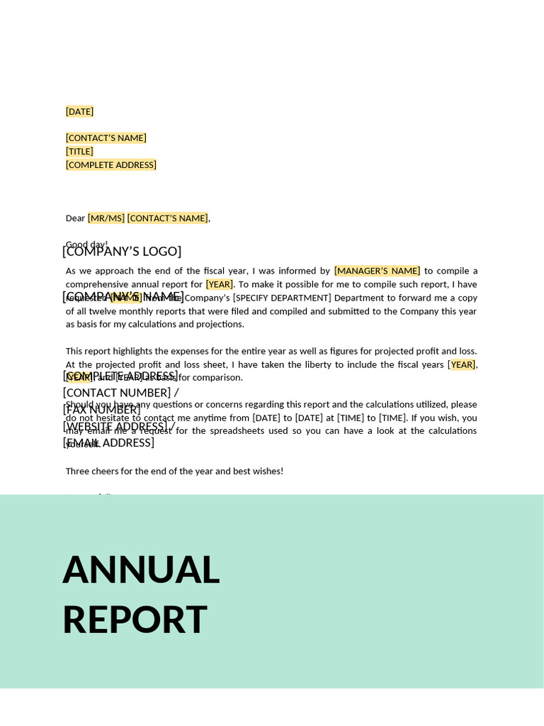 Annual Financial Report Summary | PDF | Expense | Gross Margin