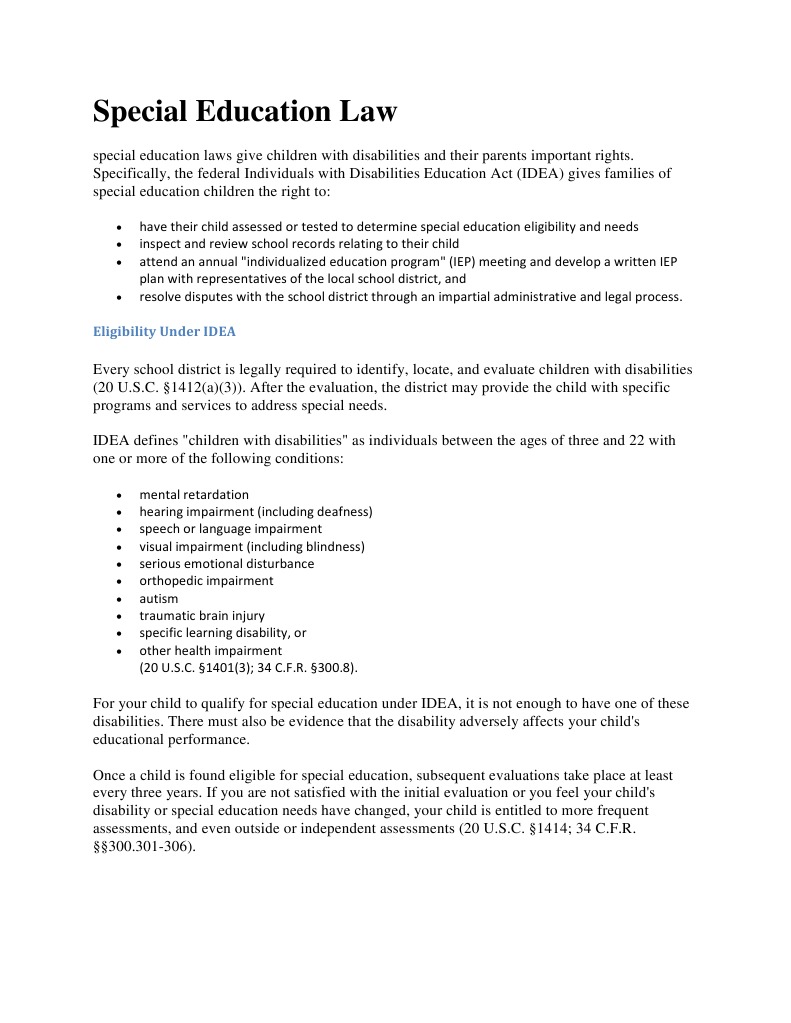 Understanding Special Education Law | PDF | Individualized Education ...