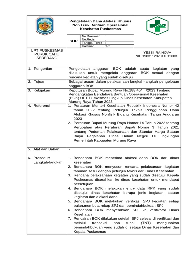 SOP BOK | PDF