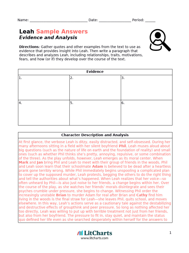 Character Analysis of Leah and Phil | PDF | Bullying | Adolescence