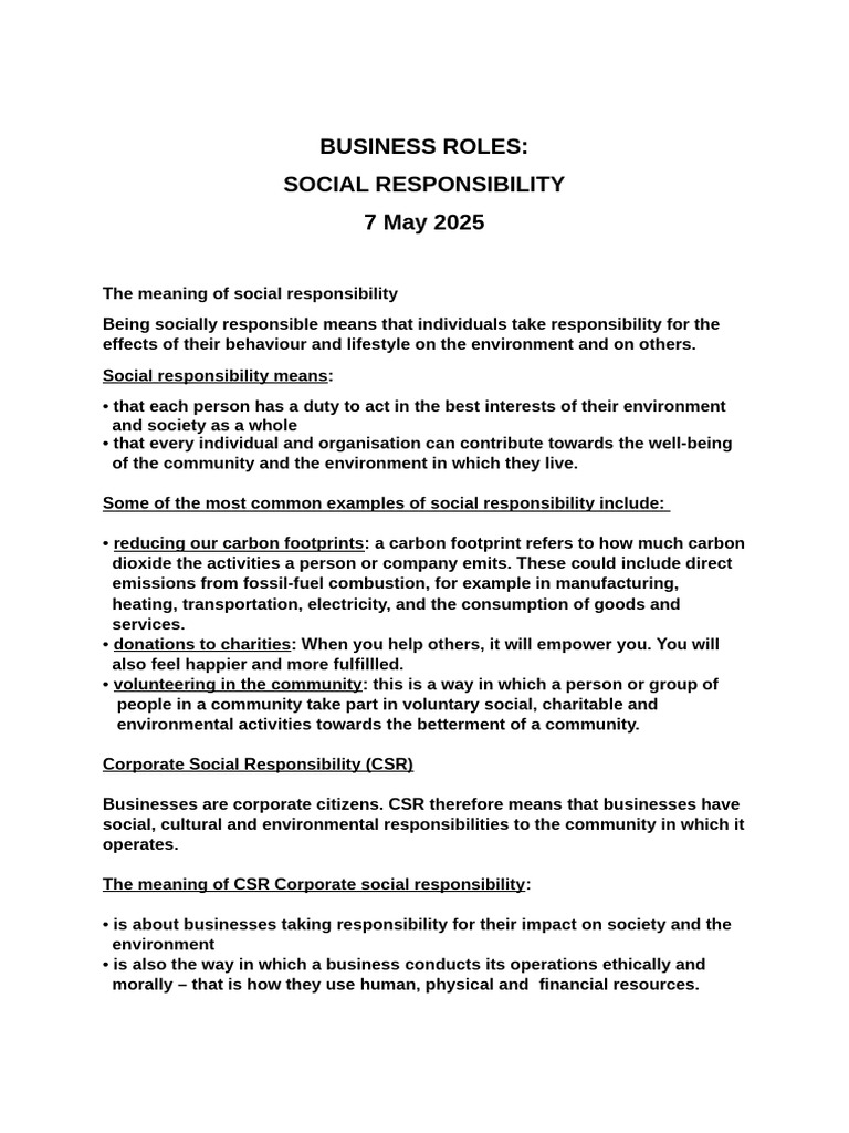 Understanding Social Responsibility and CSR | PDF | Corporate Social ...