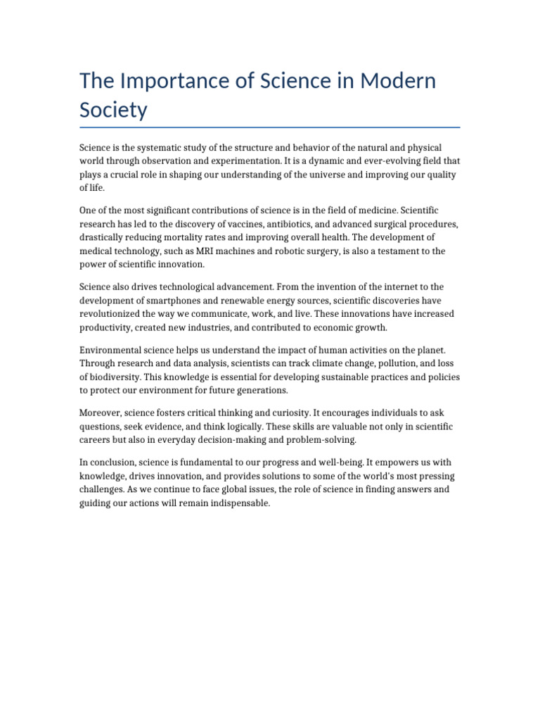 Importance of Science | PDF