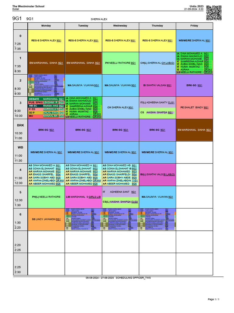 9G1 New Timetable | PDF