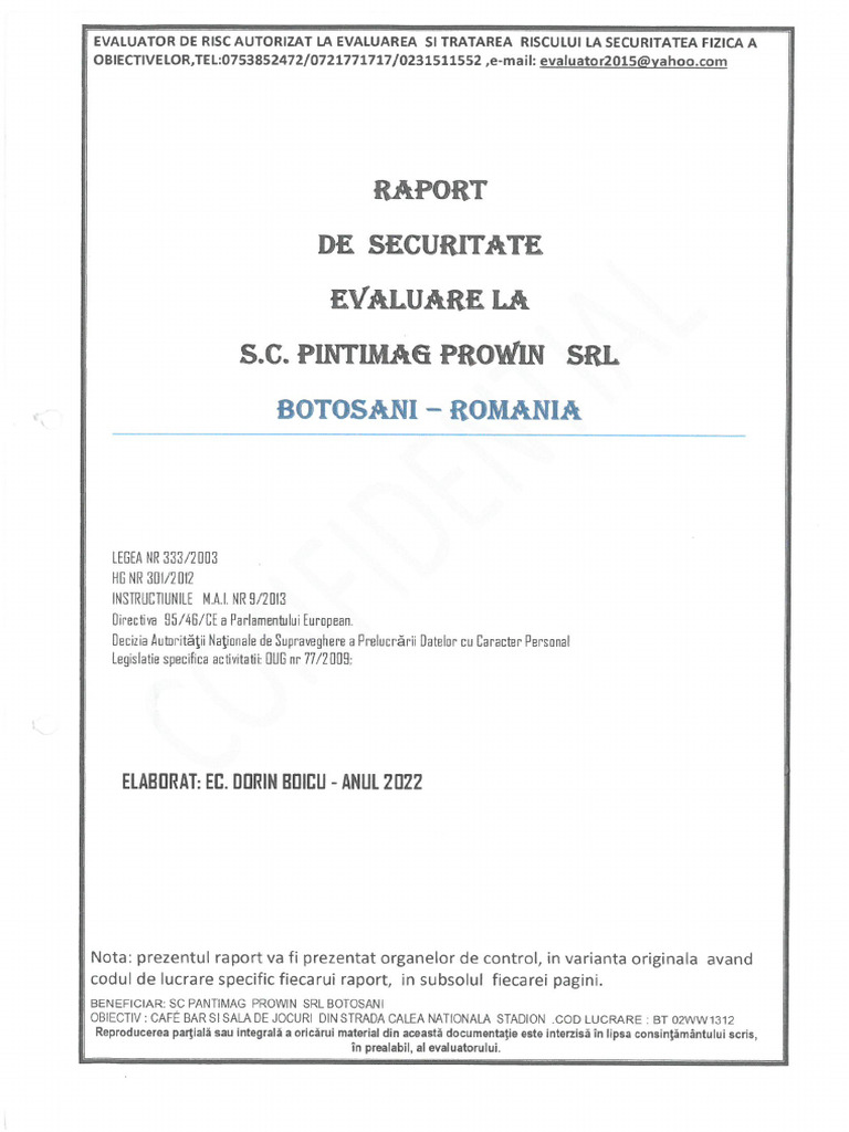 Raport Evaluare La Risc | PDF