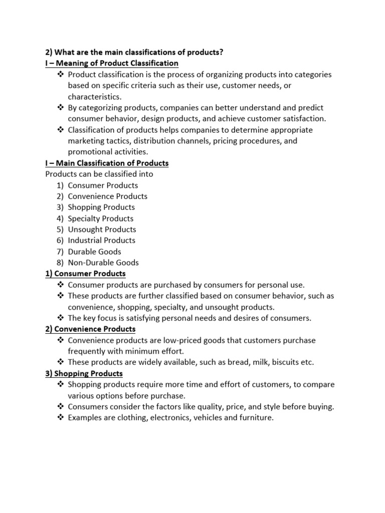Product Classification Explained | PDF | Final Good | Product (Business)