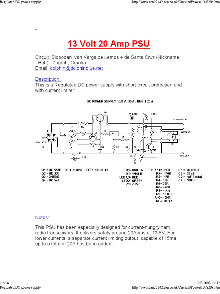 13.8V Regulated DC Power Supply Design | PDF | Power Supply | Field ...