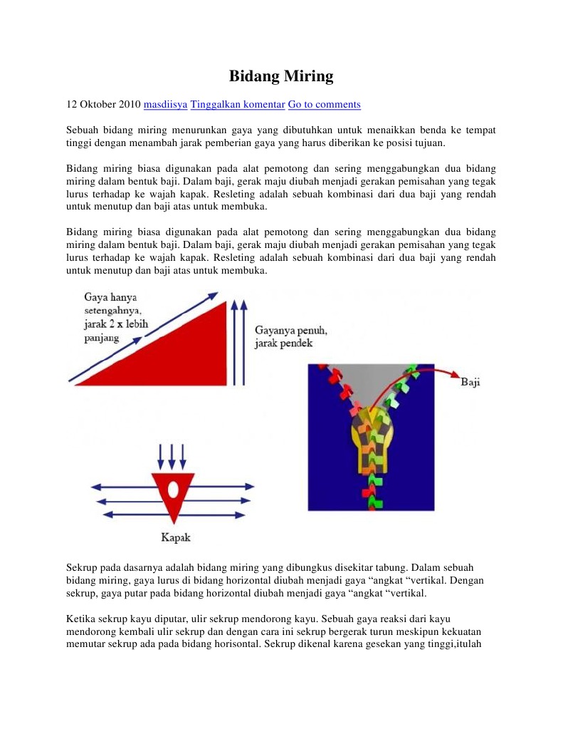 Prinsip dan Manfaat Bidang Miring | PDF | Sains & Matematika ...