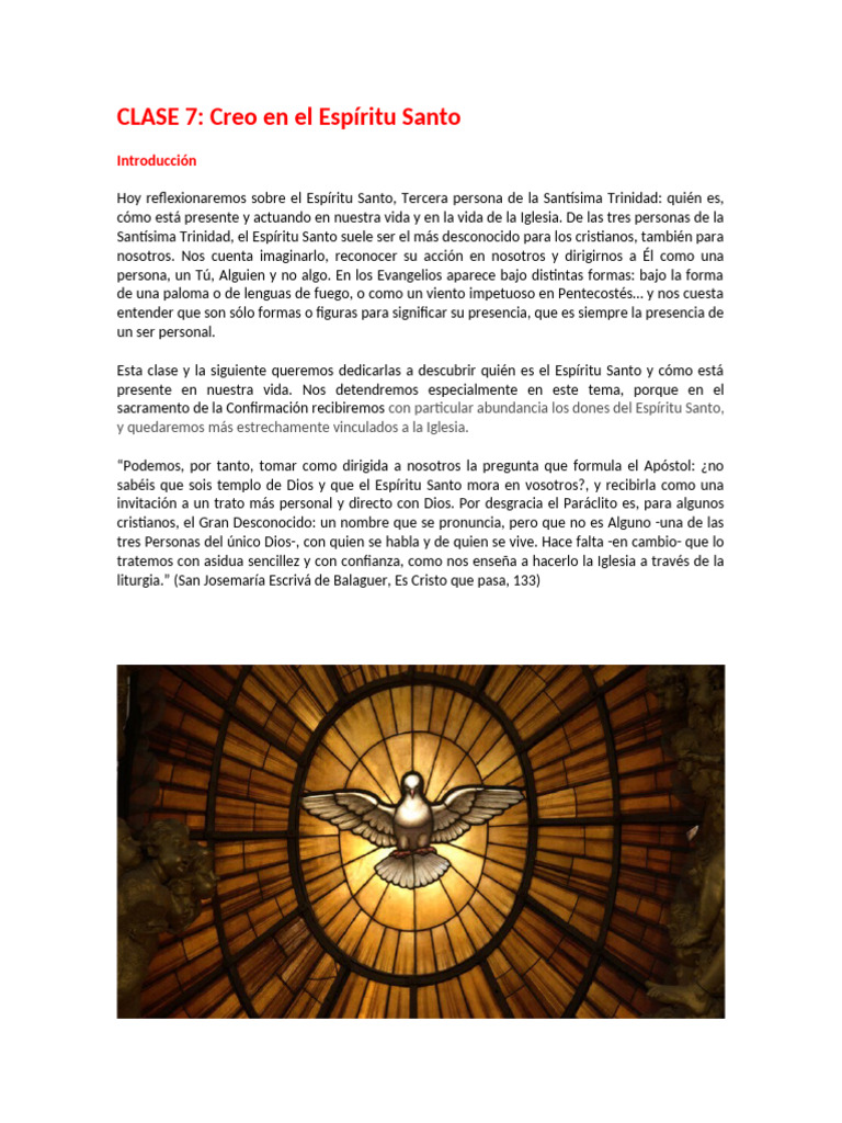El Espíritu Santo: Presencia y Efectos | PDF | espíritu Santo | Cristo ...