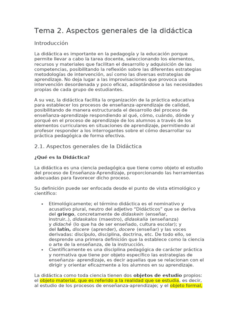 Aspectos Clave de la Didáctica Educativa | PDF | Aprendizaje | Maestros