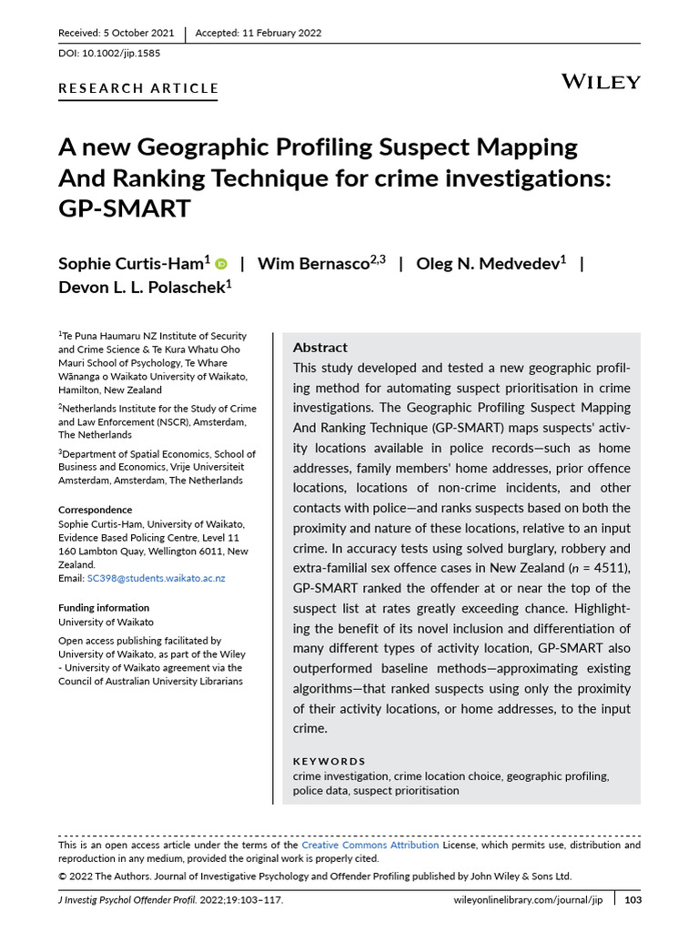 New GP-SMART Method for Crime Profiling | PDF | Crimes | Crime & Violence