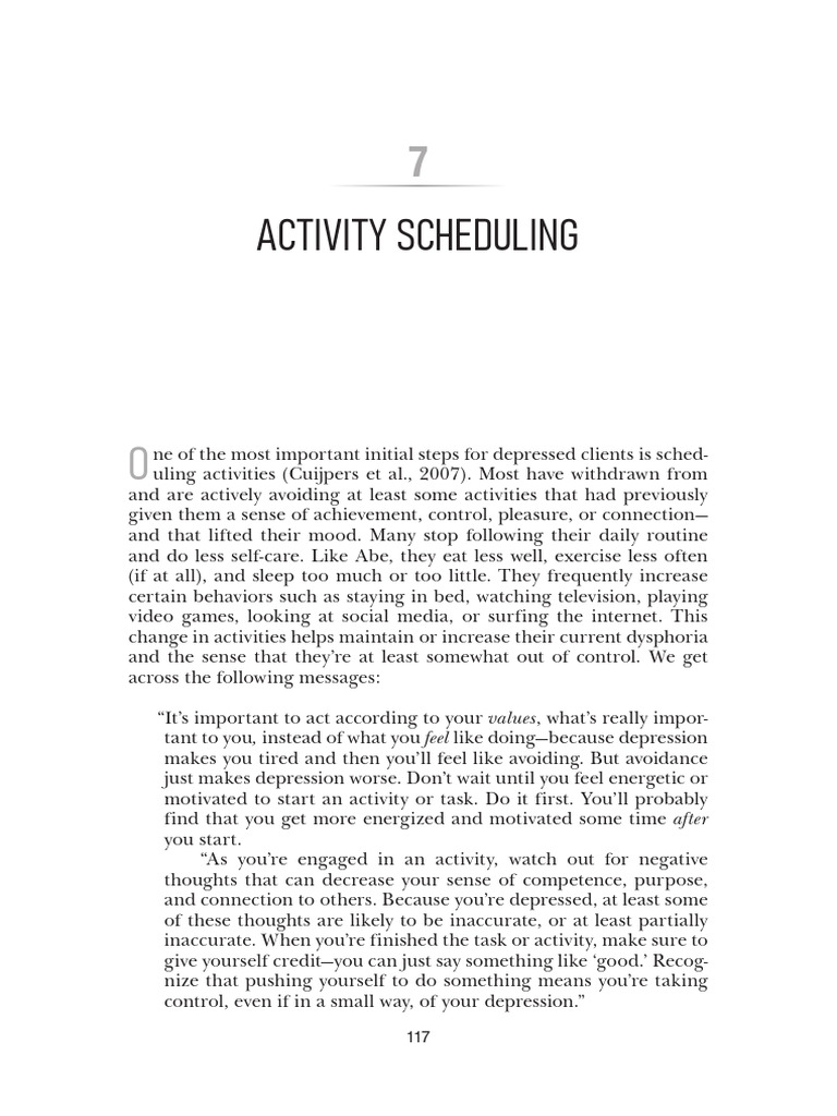 Activity Scheduling for Depression | PDF | Thought | Depression (Mood)