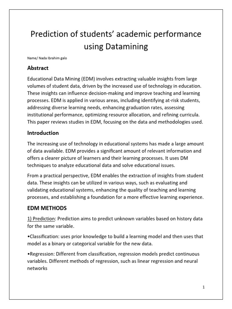 Predicting Student Performance with EDM | PDF | Regression Analysis ...