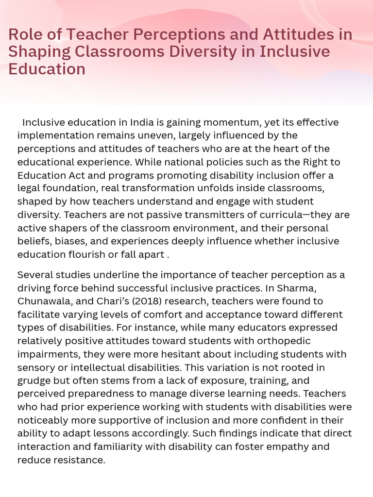 Inclusive Education in India Is Gaining Momentum, Yet Its Effective ...