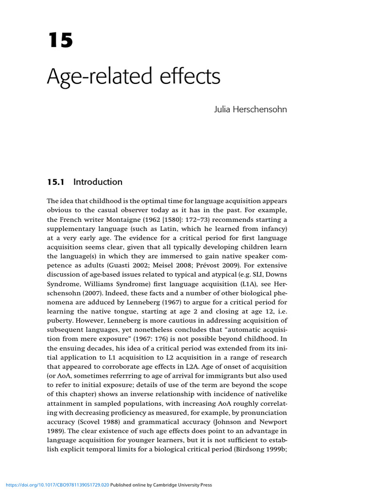 Age Effects in Language Acquisition | PDF | Fluency | Second Language ...