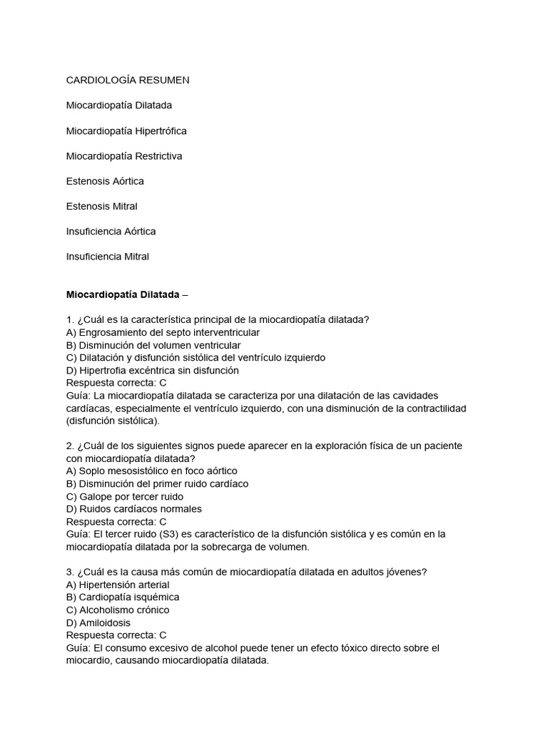 Miocardiopatía Restrictiva: Resumen y Guía | PDF | Insuficiencia ...
